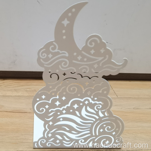 Estantería con forma de luna hueca de metal con clip para libros